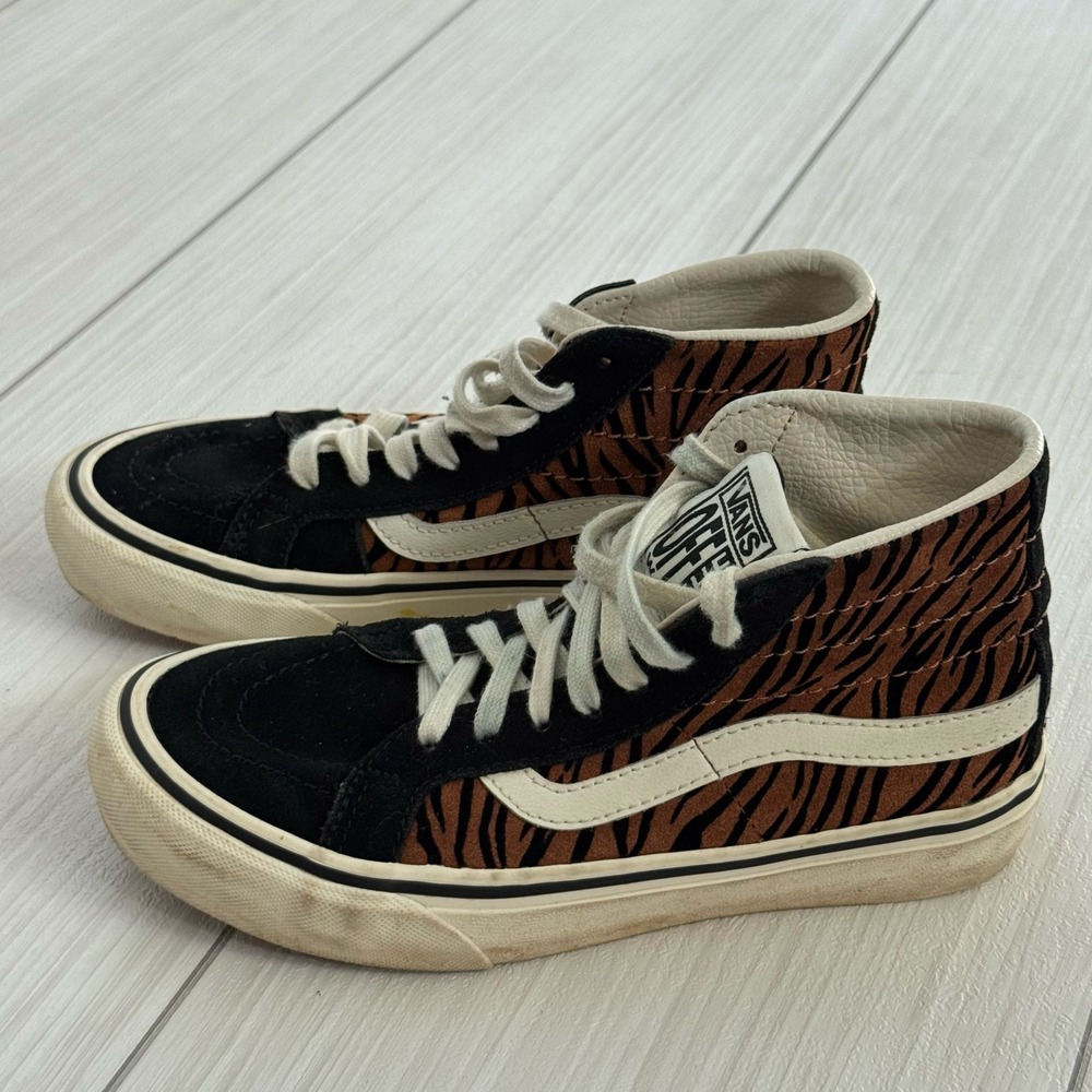 Vans Sk8 Hi Tiger Stripe High Top Skate Shoes Sneakers Streetwear Women's 5.5